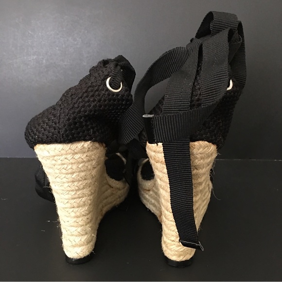 Michael Antonio Braided Jute Wedge Cross Ankle Strap Sandals 7.5 Open Toe - Picture 5 of 9